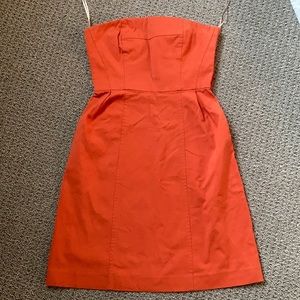 Theory Orange Strapless A-line Dress, size 4